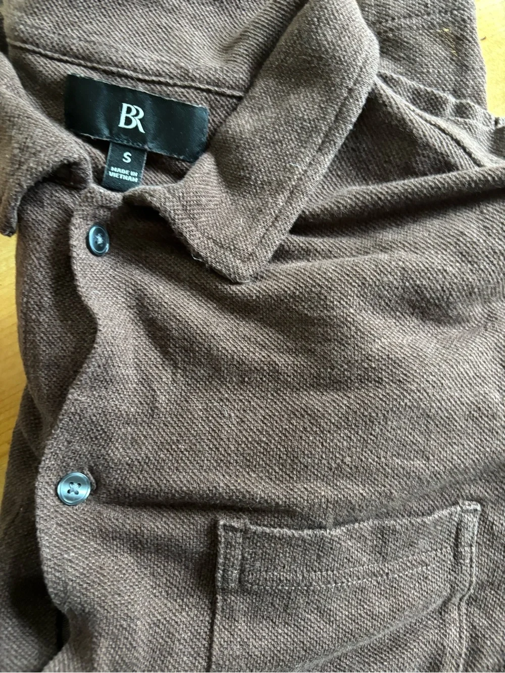 Banana Republic Brown Short-Sleeve Button-Down Knit Shirt